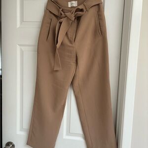 Aritzia Wilfred Tan High-Waisted Trousers